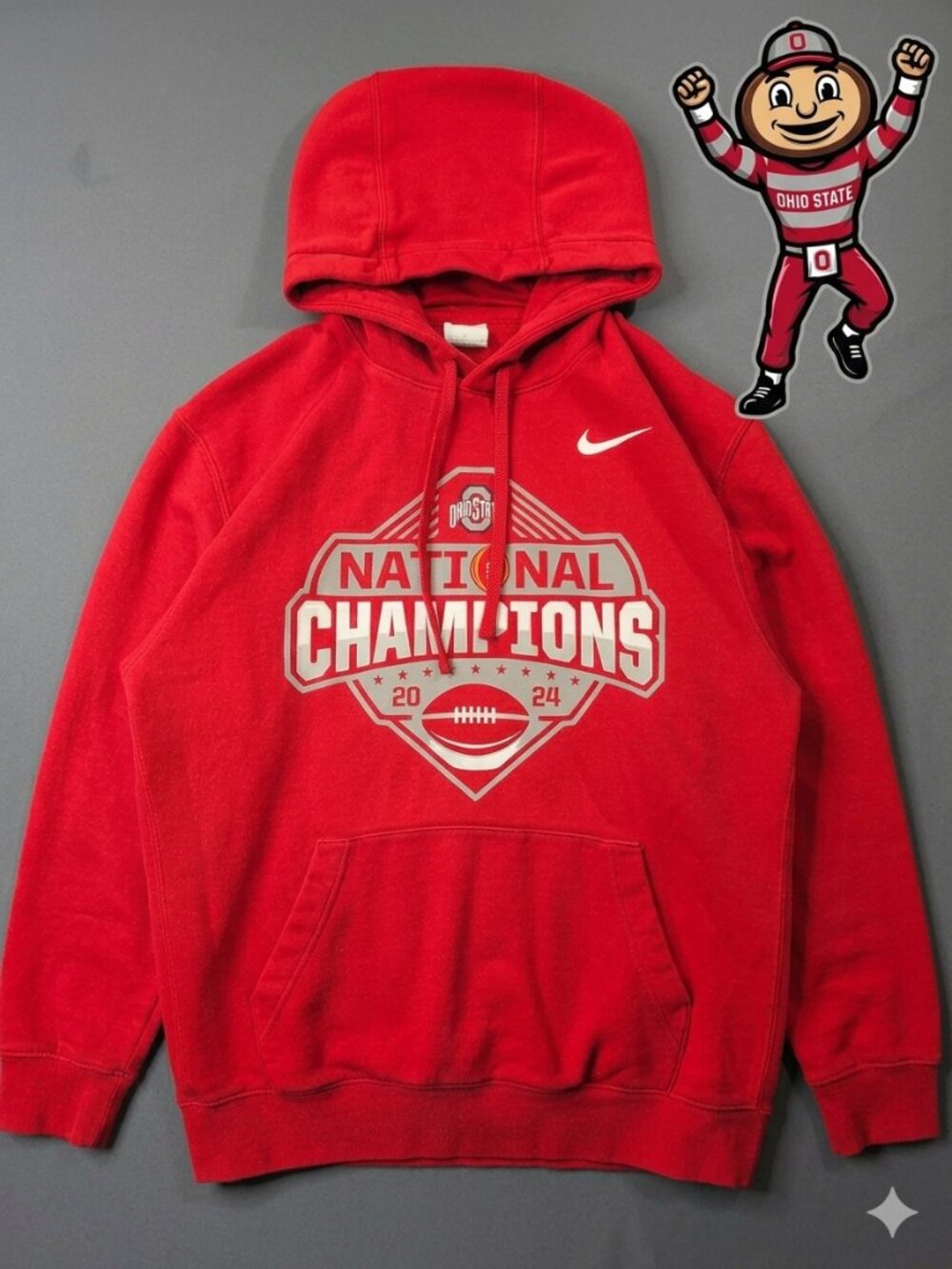 Nike Ohio State Buckeyes 2024 National Champions Hoodie - Boxy Fit - Men's L